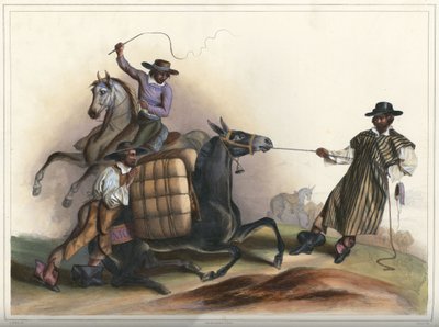 Arrieros, Costume Group by Lithograph by Pierre Frédéric Lehnert